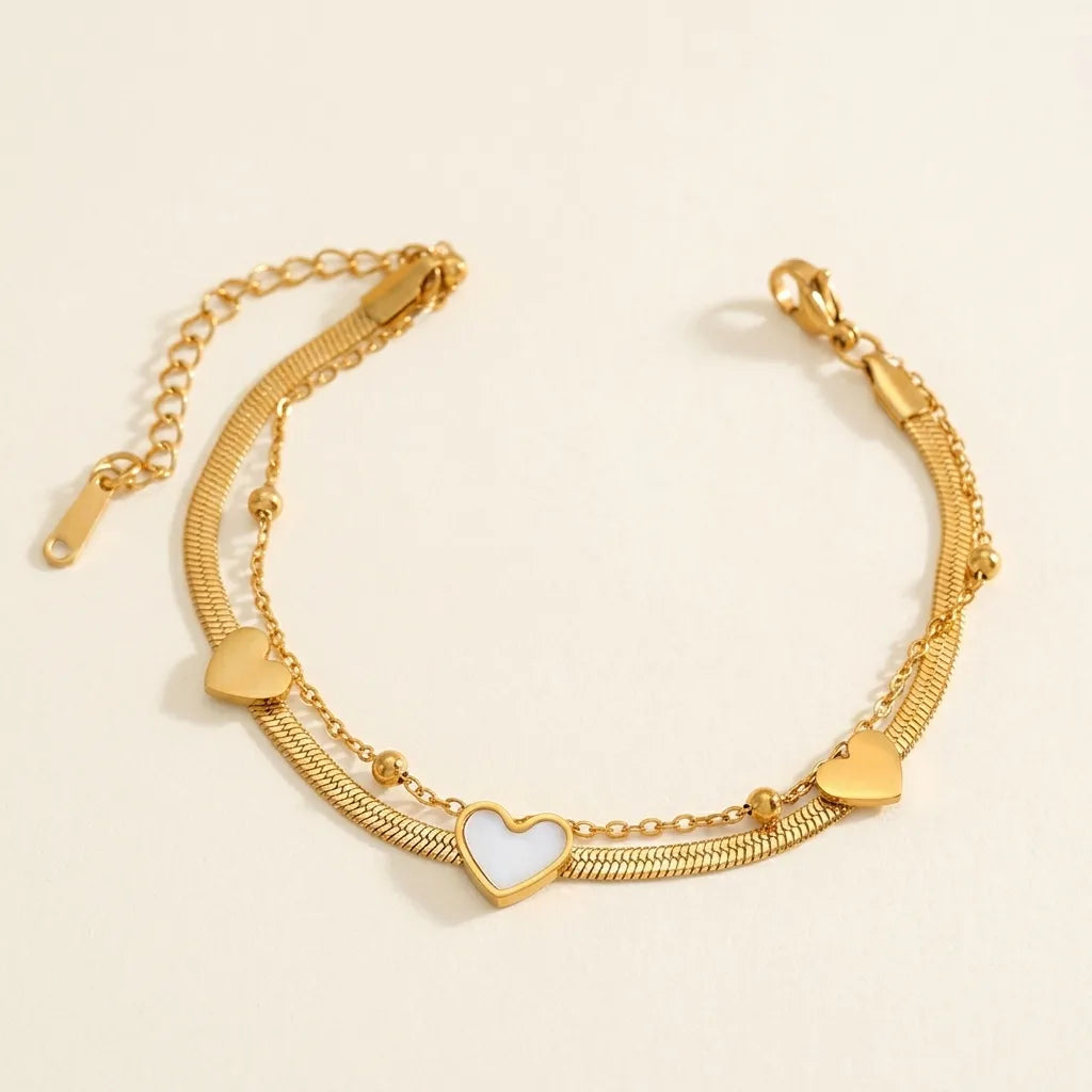 Golden Heart Layer Anklet
