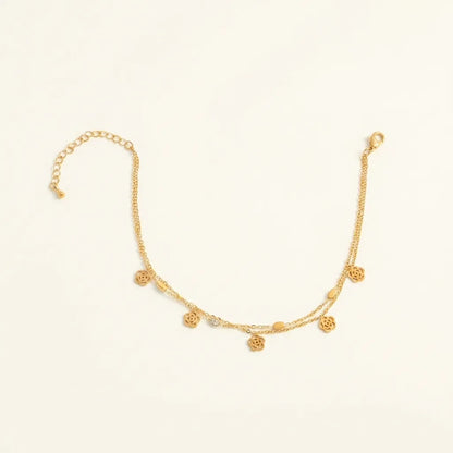 Golden Floral Charm Anklet