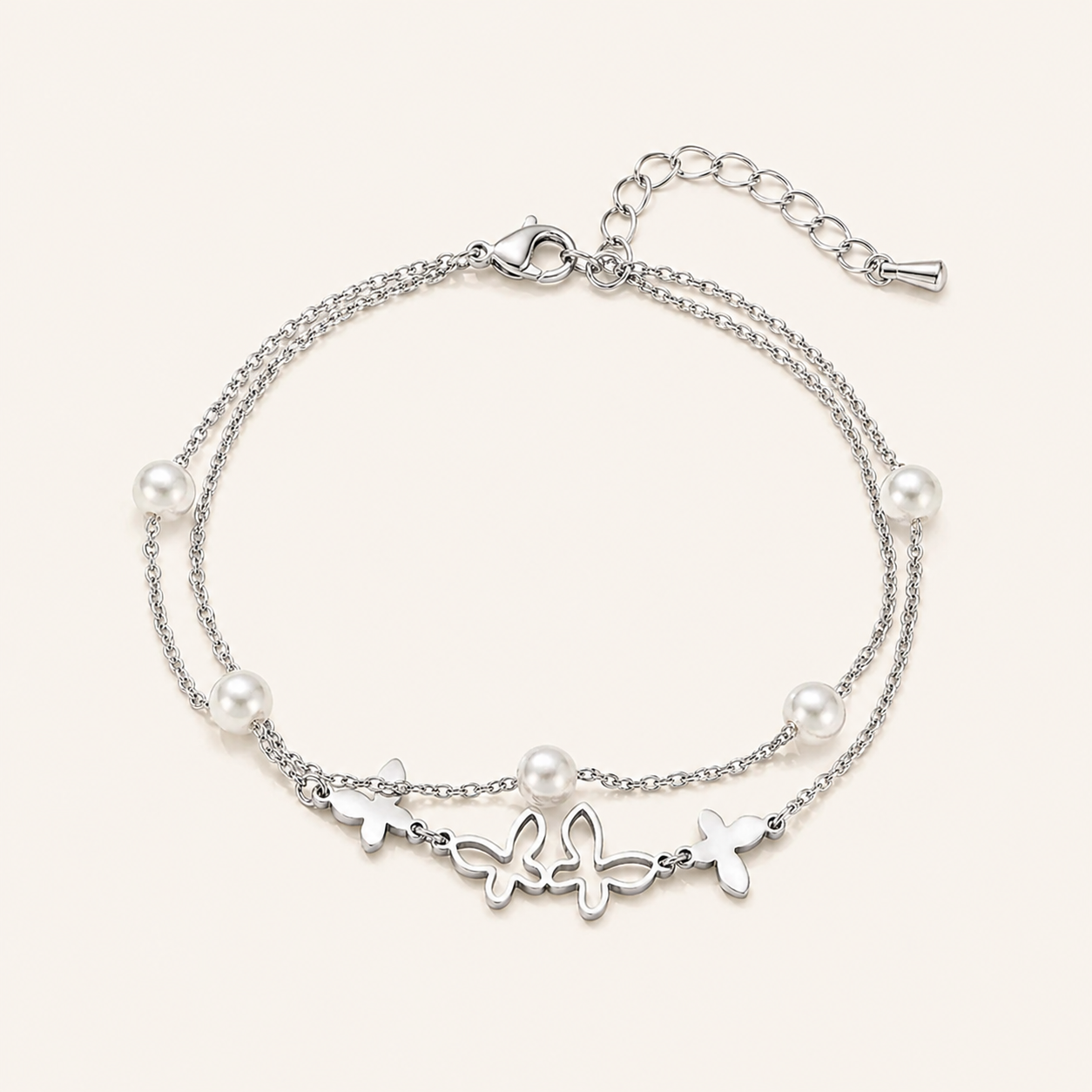 Butterfly Pearl Layered Anklet