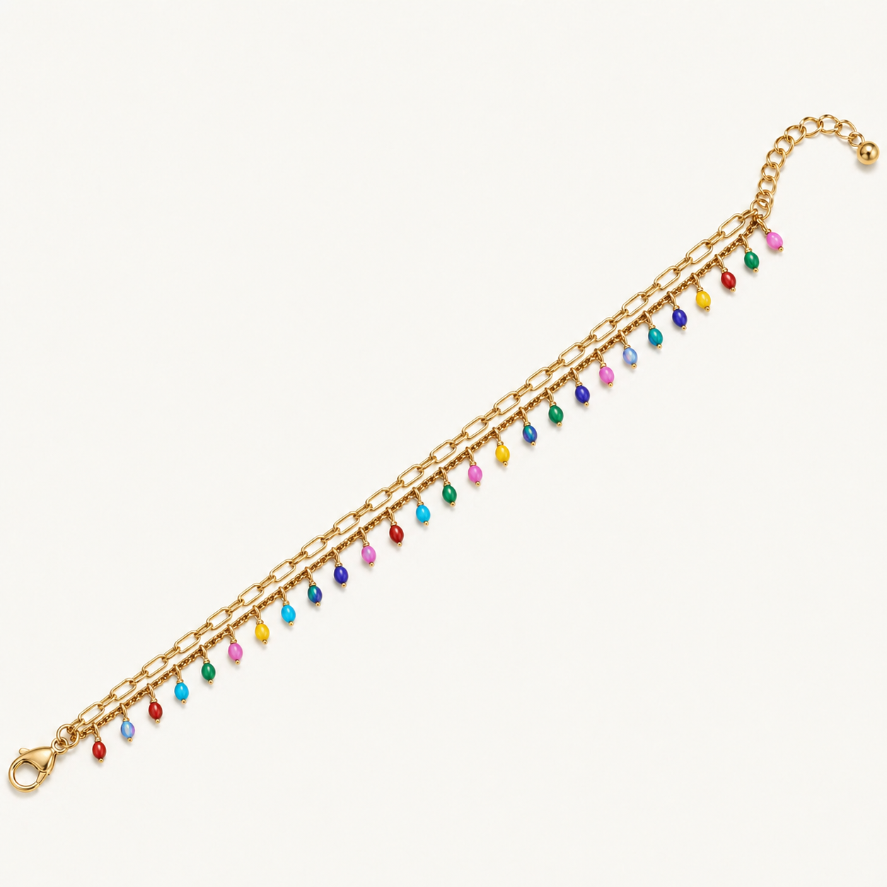 Rainbow Drop Layered Anklet