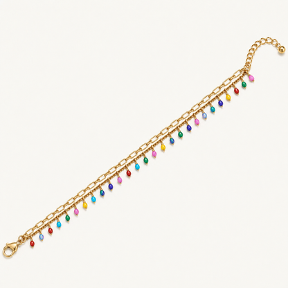 Rainbow Drop Layered Anklet