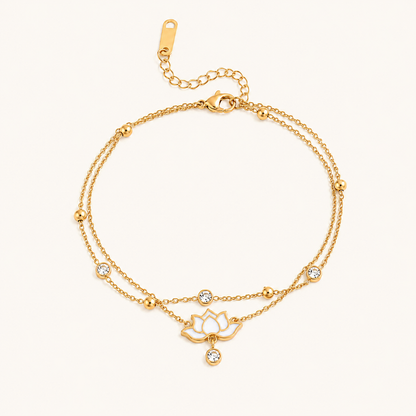 Lotus Charm Layered Anklet
