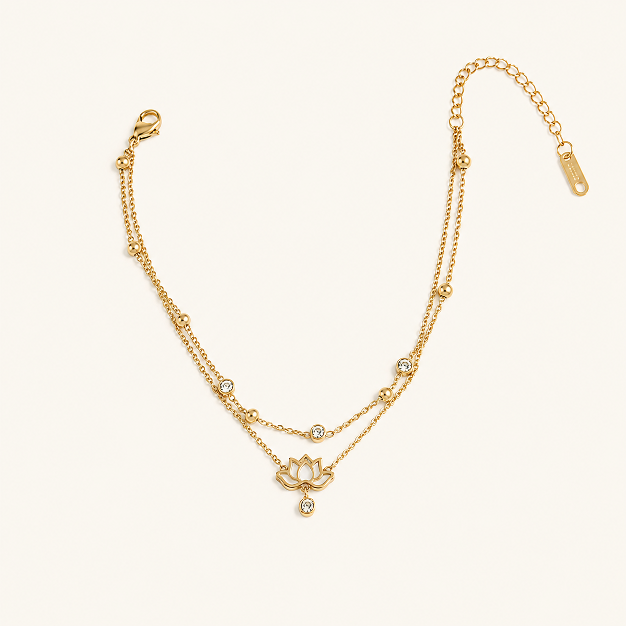 Lotus Charm Layered Anklet