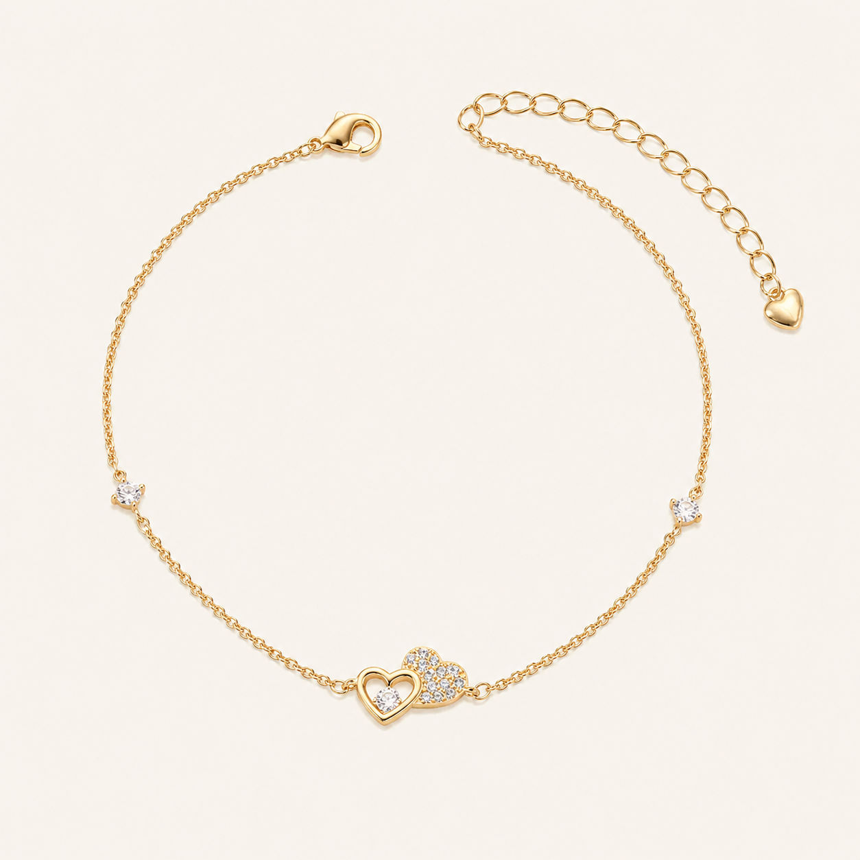 Asymmetrical Heart Sparkle Anklet