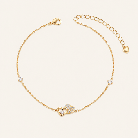 Asymmetrical Heart Sparkle Anklet