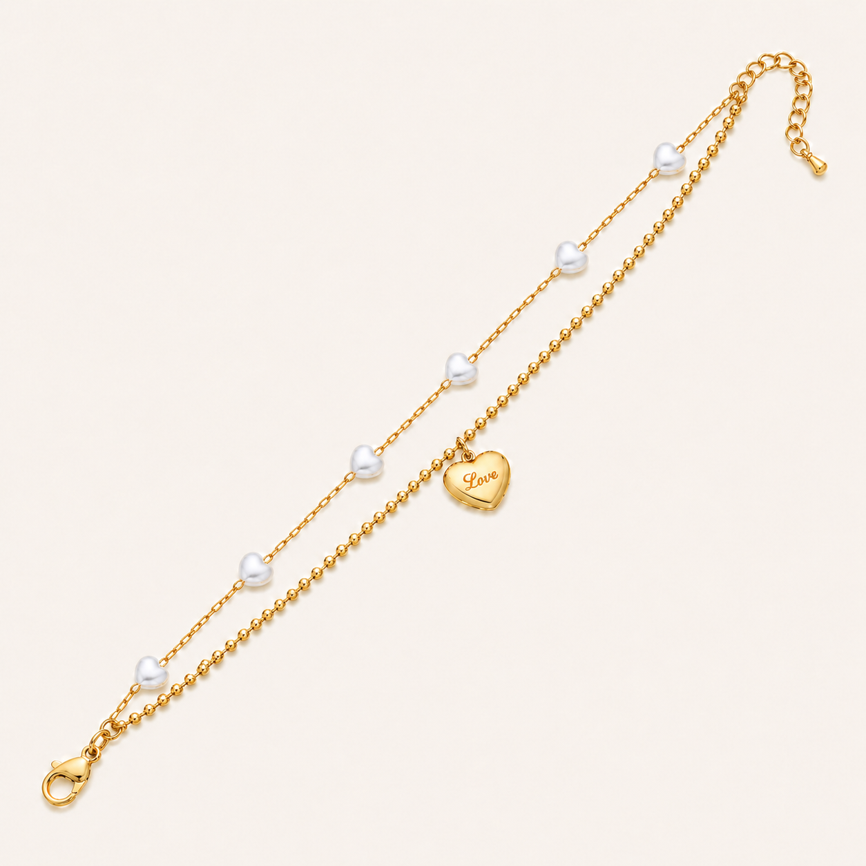 Serenelle Pearl Heart Anklet