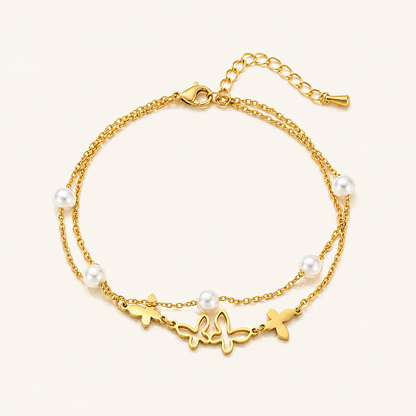 Butterfly Pearl Layered Anklet