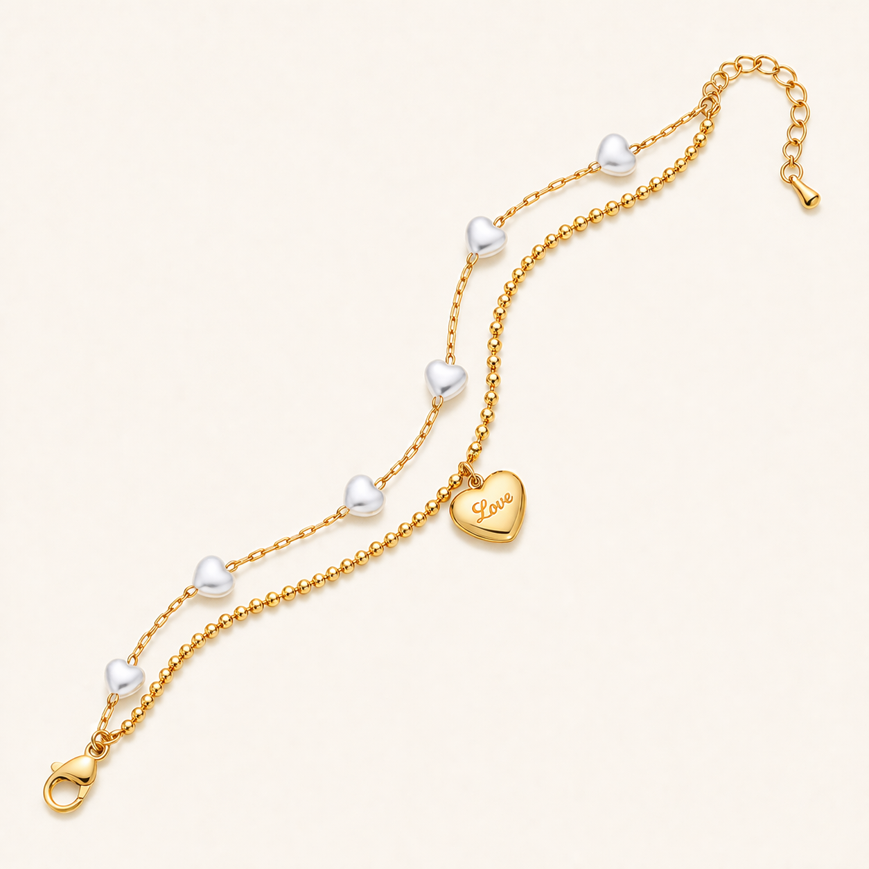 Serenelle Pearl Heart Anklet