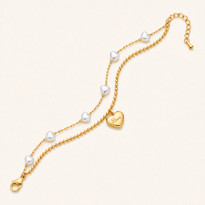 Serenelle Pearl Heart Anklet