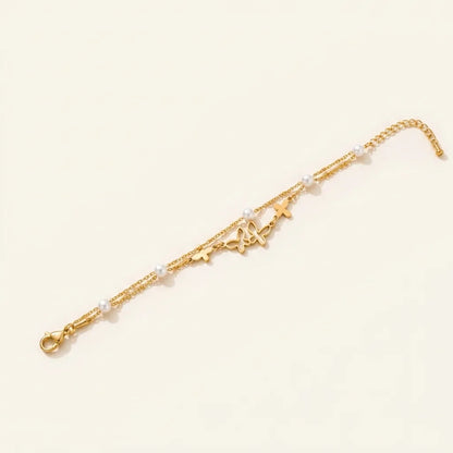 Butterfly Pearl Layered Anklet